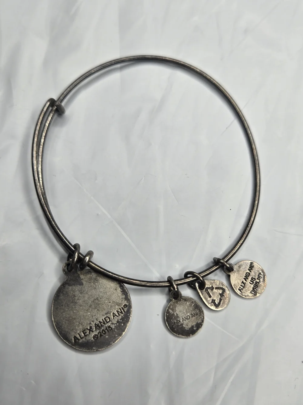 Alex and Ani Claddagh Expandable Charm Bangle Bracelet Silver Tone 2015